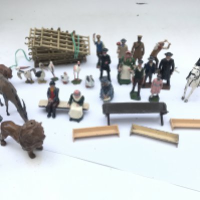 A Collection Of Vintage Britains Figures Including zoo and Farm Animals etc.