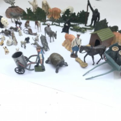 A Collection Of Vintage Britains Figures including Horse Drawn Milk Float Set.
