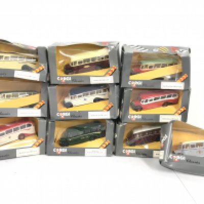 A Collection of Boxed Corgi Classic Coaches. Boxes Are worn. No Reserve.