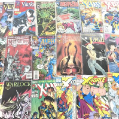 A Box Containing Various Comics Including Marvel. DC. And Dark Horse.