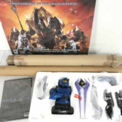 A Collection of Halo Items including a Bust. Posters. Dvd. No reserve.