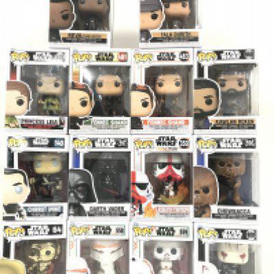 A Collection of Boxed Star Wars Funko Pop Figures.