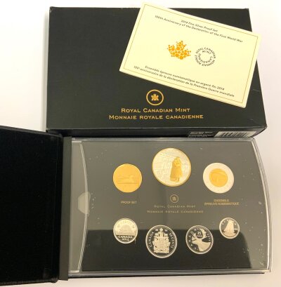 Canadian Royal Mint 2014 inc silver proof set. 100th Anniversary of there Declaration of the First world war.