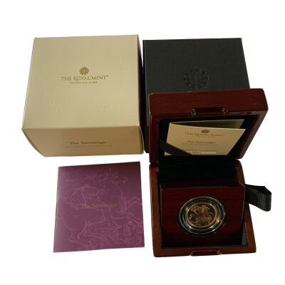 A Royal Mint 2021 issue proof sovereign.