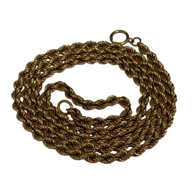 A vintage unmarked gold rope chain, total weight 43.35g, 71cm