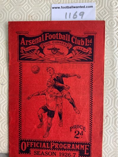 1926 - 1927 Arsenal v Sheffield Wednesday Football Programme: Good condition league match with no team changes. Rusty staples present and holding firm