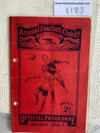 1926 - 1927 Arsenal v Leicester Reserves Football Programme: Fair condition London Combination match with no team changes. Rusty staples present and holding firm. Punch holes.