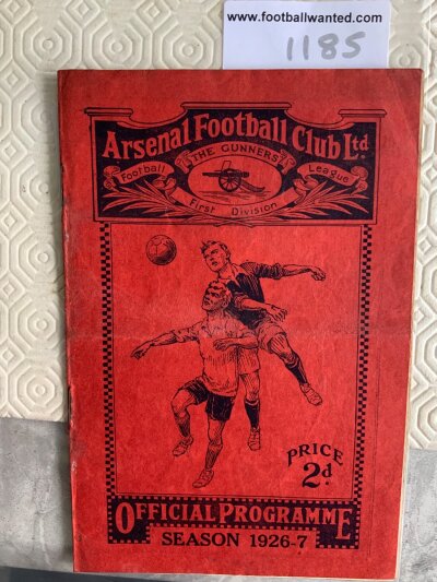 1926 - 1927 Arsenal v Huddersfield Football Programme: Good condition league match with no team changes. Rusty staples present and holding firm