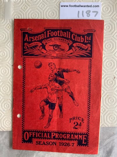 1926 - 1927 Arsenal v West Bromwich Football Programme: Good condition league match with no team changes. Rusty staples present and holding firm. Punch Holes