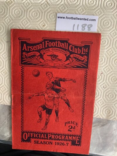 1926 - 1927 Arsenal v Birmingham Football Programme: Good condition league match with no team changes. Rusty staples present and holding firm