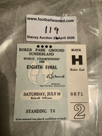 1966 World Cup Football Tickets Russia v Italy: Hard to obtain excellent condition ticket for match played on 16 7 1966 at Sunderland.