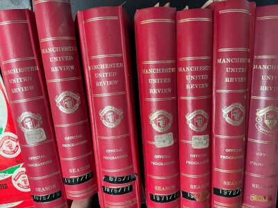 Manchester United Football Programmes + Binders: From 69/70 to 79/80 a run of programmes to include 7 official binders. (est 300)
