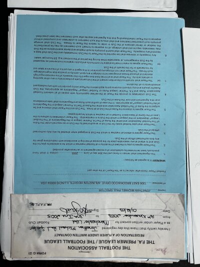Manchester United Football Contracts: Documents and contracts relating to players Hogg Heath Howard Hilton Shawcross and Spector from the 2000s.