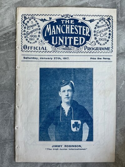 1916 - 1917 Manchester United v Stockport County Football Programme: Excellent condition ex bound 4 page league programme with no team changes. Incredibly rare.