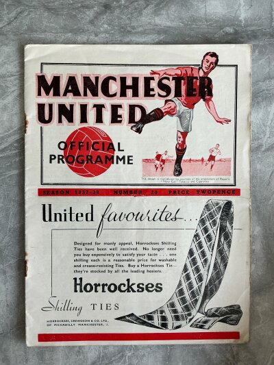 37/38 Manchester United v Chesterfield Football Programme: Good condition league programme with no team changes. Rusty staples holding firm.
