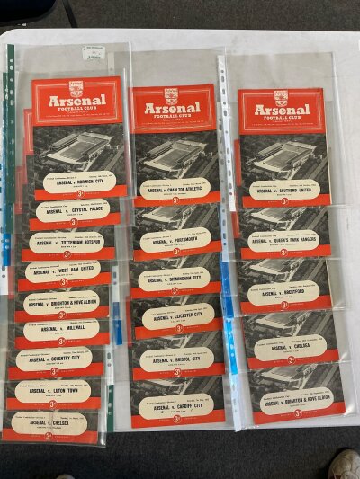 Arsenal Complete 54/55 Home Reserves Football Programmes: All 22 programmes for reserves plus youth  cup v Orient, London FA Cup v West Ham, Chelsea, Youth friendly v FA Youth X1 single sheet, SECL single sheet v Chelsea. Very good. (27)
