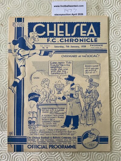 38/39 Chelsea v Arsenal FA Cup Football Programme: Excellent condition 8 page programme with no team changes.
