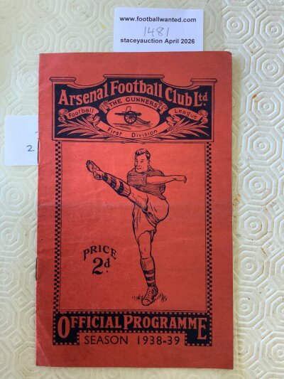 38/39 West Ham v Tottenham At Arsenal Football Programme: FA Cup replay dated 2 2 1939 in excellent condition with no team changes.