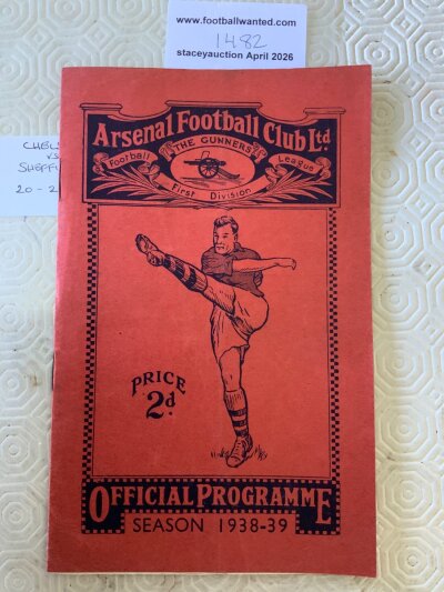 38/39 Chelsea v Sheffield Wednesday At Arsenal Football Programme: FA Cup replay dated 20 2 1939 in excellent condition with a pencilled team change.