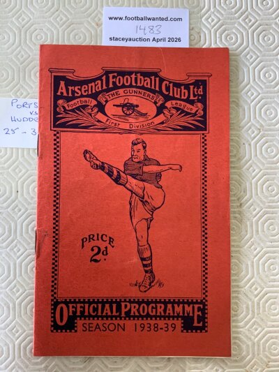 1939 FA Cup Semi Final Football Programme: Portsmouth v Huddersfield played at Arsenal. Very good condition with one pencilled team change. Matching ticket is lot 746.