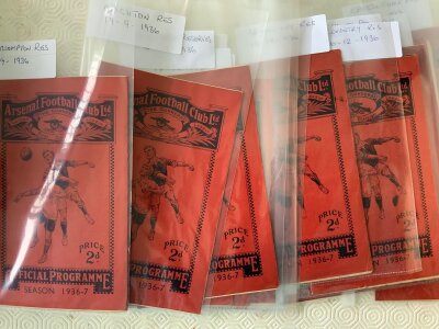36/37 Arsenal Reserve Home Football Programmes: Includes QPR Northampton Coventry and West Ham. Very good. (15)