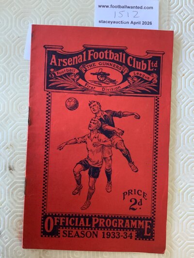 33/34 Arsenal v Tottenham LCC Final Football Programme: London Challenge Cup final in good condition with pencilled team changes. Rusty staples holding firm.