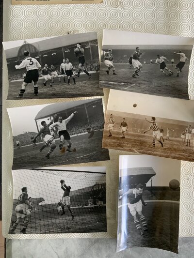 1950s Middlesbrough Football Press Photos: Black and white match action 8 x 6 inch photos with press stamps to rear. (6)
