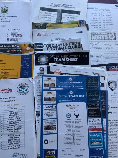 Football Team Sheets: Wide variety of mainly coloured team sheets featuring many different clubs . Good condition with no writing. (Approximately 130)