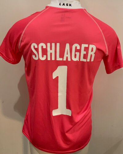 Lask 2020 - 2021 Match Worn Football Shirt: Europa League short sleeve goalkeepers shirt with number 1 Schlager to rear. Worn v Tottenham.