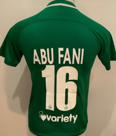 Maccabi Haifa 2020 - 2021 Match Worn Football Shirt: Europa League short sleeve green shirt with number 16 Abu Fani to rear. Worn v Tottenham.