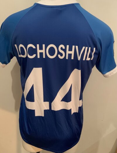 Wolfsberg 2020 - 2021 Match Worn Football Shirt: Europa League short sleeve blue shirt with number 44 Lochoshvili to rear. Worn v Tottenham.