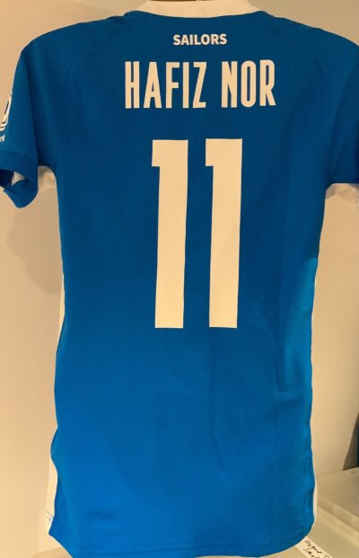 Lion City Sailors 2023 Match Worn Football Shirt: Blue short sleeve shirt with match details to front. Number 11 Hafiz Nor to rear. Worn v Tottenham pre season.