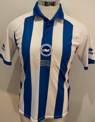Brighton 2011 Match Worn Football Shirt: Blue and white short sleeve shirt. Number 20 to rear. Match worn v Tottenham to commemorate the opening of the new Amex Stadium.