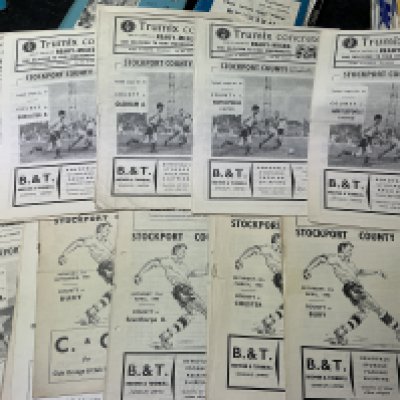 Stockport County Home Football Programmes: 12 from the late 1950s and over 250 spanning the 60s. Mainly good condition with heavy duplication. (260+)