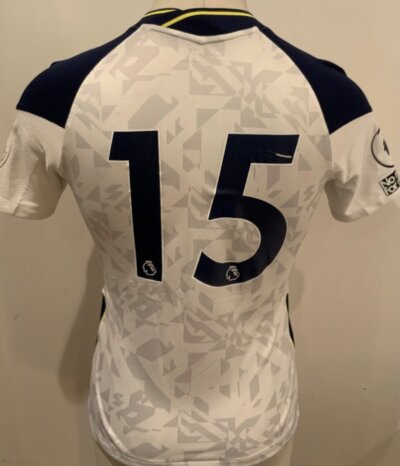 Tottenham 2020 - 2021 Match Worn Football Shirt: White short sleeve shirt. Number 15 to rear. Match worn in Premier League 2 - Under 21.