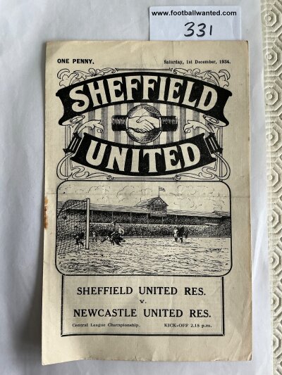34/35 Sheffield United Reserves v Newcastle United Football Programme: Very good condition 4 pager with no team changes.
