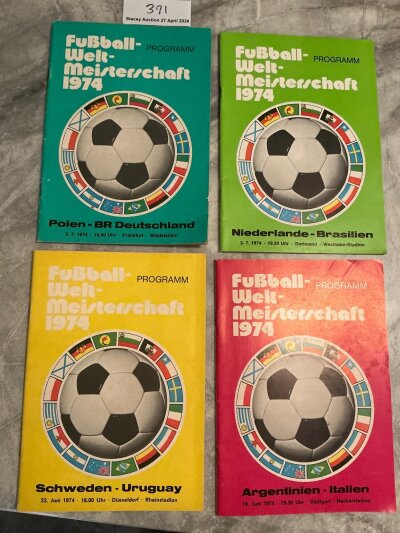 1974 World Cup Football Programmes: Poland v West Germany, Holland v Brazil, Sweden v Uruguay, Argentina v Italy all excellent with no team changes. (4)