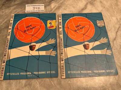 England 1954 World Cup Football Programmes: Excellent condition programmes with no team changes for matches v Uruguay and Belgium played in Switzerland. (2)