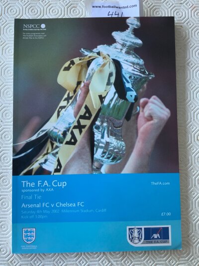 2002 FA Cup Final Football Programmes: Arsenal v Chelsea played at the Millennium Stadium all in excellent condition with instructions to sell. (10)