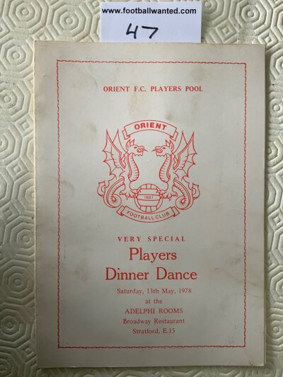 1978 Orient Signed Dinner Menu: 17 autographs to rear page to include Peter Bennett and Glen Roeder. Few marks.