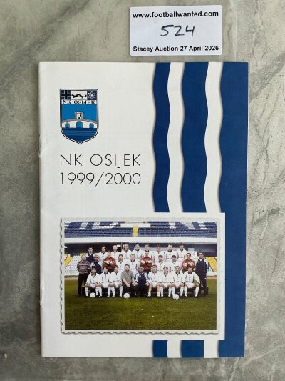 1999 - 2000 Osijek v West Ham Football Programme: Mint condition Europa League programme for match played on 30 9 1999. Please note this does not have team line ups and does not have a price indicated but has both team group pictures.