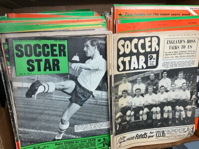 Soccer Star Football Magazines: 2 large boxes with magazines from 1958 to 1970 in mainly good condition (550)