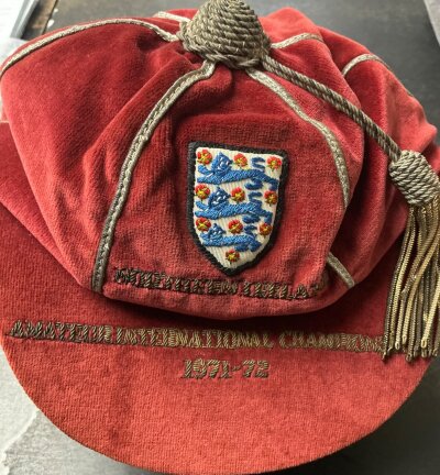 71/72 England Amateur International Football Cap: Issued to John Butterfield of Enfield for playing v Northern Ireland. Excellent condition.