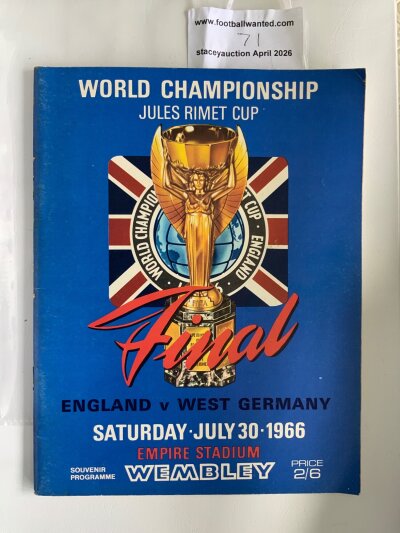 1966 World Cup Final Football Programme: Best original copy we have seen for the England v West Germany final. No faults or writing.