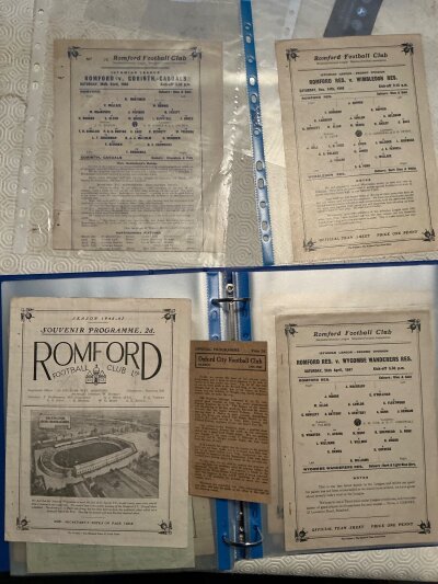 Romford Football Programme Collection: Do not miss the opportunity to obtain a private collection from the 40s to the 70s. Around 80% are homes with league, various cup matches, reserves, friendlies etc. Quantity from 45/46 and infact over 80 from the 40s. Stacks of 50s 60s 70s and a few modern lining the box. Must view.