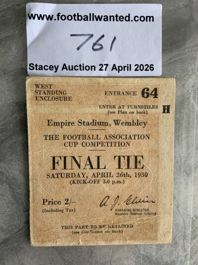 1930 FA Cup Final Football Ticket: Arsenal v Huddersfield ticket in very good condition.