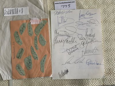Nottingham Forest 1979 European Cup Winners Football Autographs: Menu signed to rear by 14 of the famous cup winning team. Includes Shilton Francis Birtles Anderson Robertson and Taylor. Menu dated 1st May 1979. C/W 11 autographs stuck down to page from 51/52. (2)