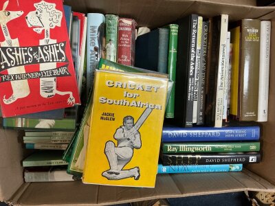Cricket Book Collection: Two large boxes of cricket books from various eras including some signed. Worth a look. (60+)