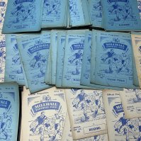 Millwall Home Football Programmes: 34 x 54/55 including Charlton Kent Cup final,  50 x 55/56 including West Ham friendly, Reading SFC, Short Benefit, Walthamstow + QPR LCC, 35 x 56/57, 30 x 57/58, 25 x 58/59 inc West Ham LCC + Aldershot 4 pager, 24 x 59/60, 19 x 60/61 inc Chelsea LC, 61/62 x 35 plus almost 200 later 60s and then some 1960s. Mainly good condition with duplication. (est 500+)