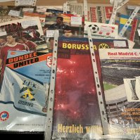 UEFA Cup Final Football Programmes: Includes 1985 Videoton v Real Madrid, 1992 Ajax v Torino and some Liverpool and Tottenham matches. A few more modern Europa League included. Excellent. (34)